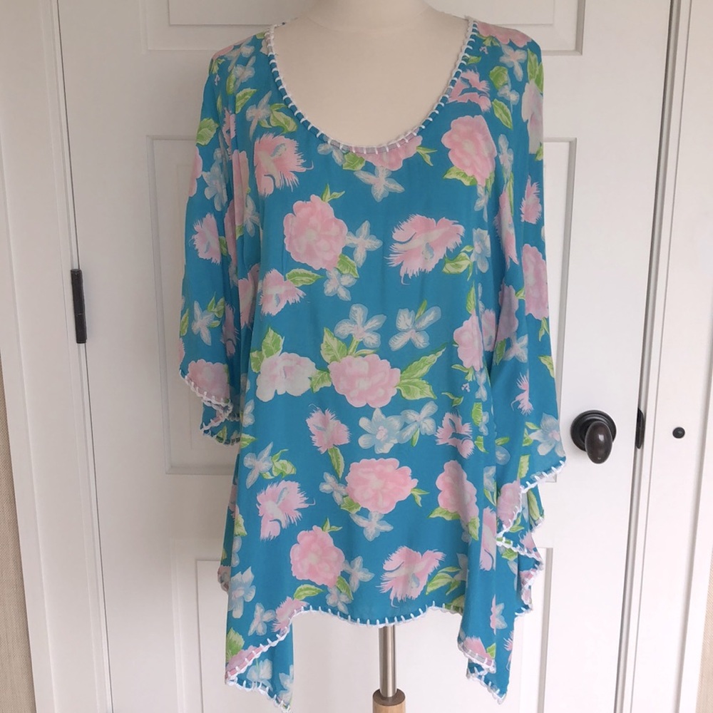 Gillia Hawaii Floral Print Top/Tunic S